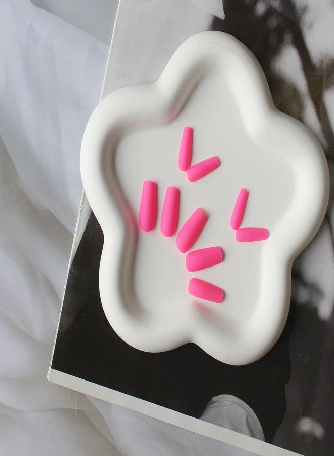XCREANDO Matte Hot Pink Press On Nails Medium Long Square, Xcreando Medium Coffin Nails Acrylic Press ons Glue on Nails Long Length, Solid Color Fake Nail for Women, Natural Thick Artificial Nail Stick on - Image 5